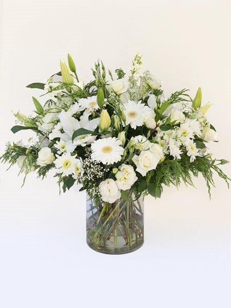 Round Church Arrangement in Glass Vase